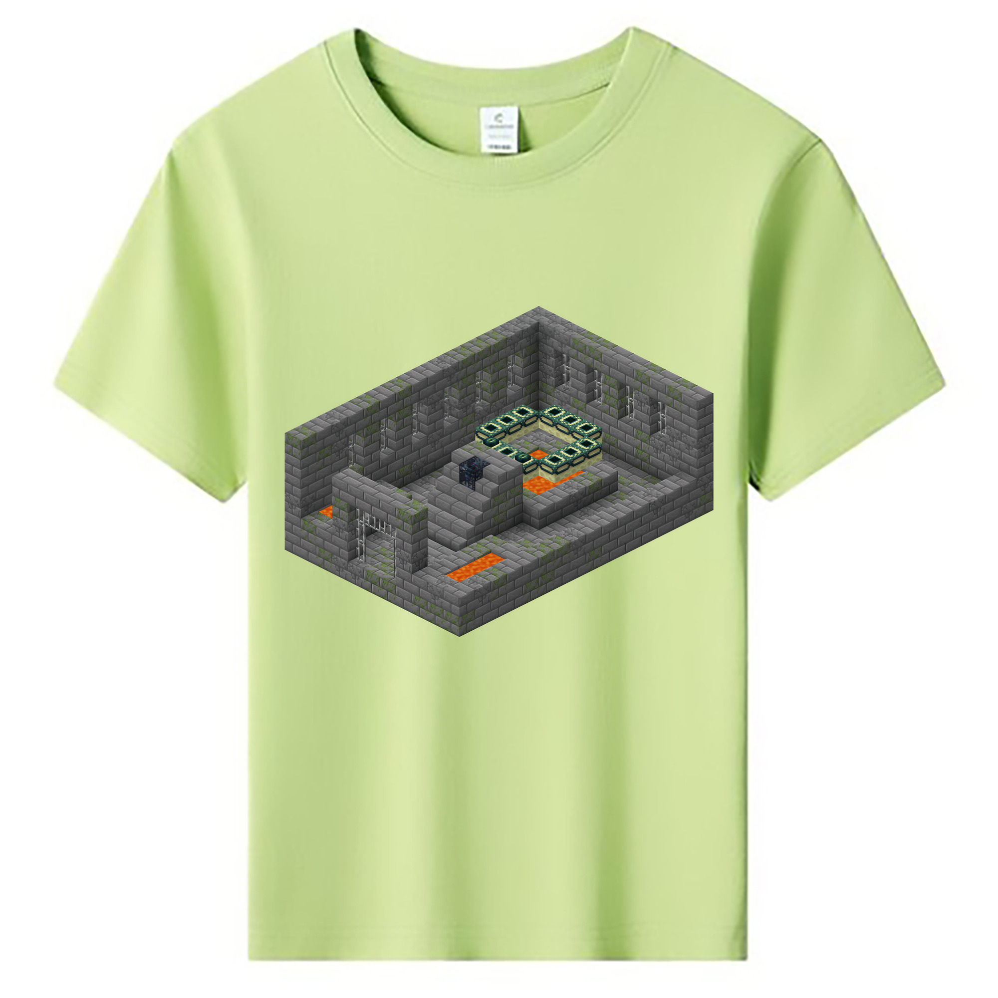 （画像用） マインクラフト ブロックの世界 Minecraft MC Block world 綿100％キッズTシャツ（フロントプリント）